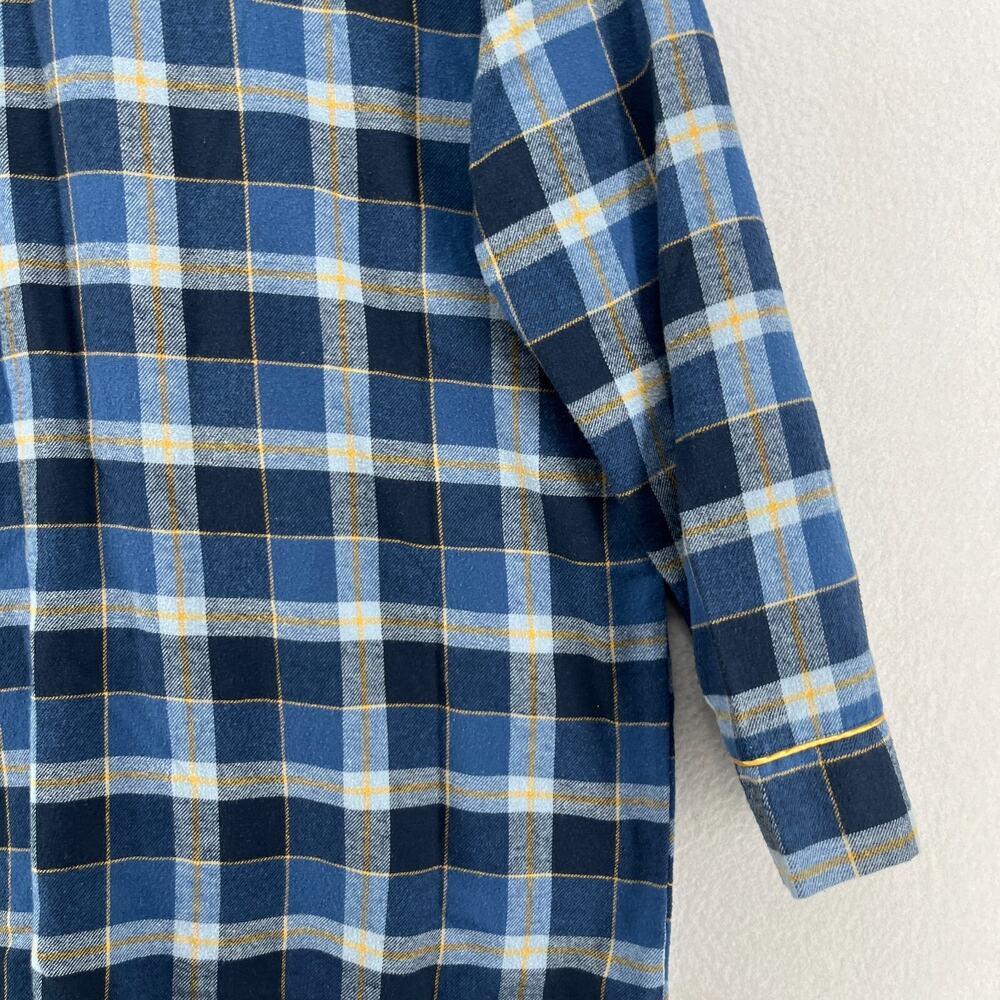 WRANGLER Sleep Shirt Womens M Flannel Nightgown Plaid Shirtdress Mid-length Blue - Picture 12 of 15
